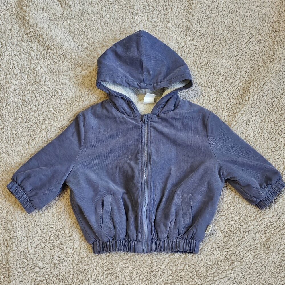 Blue Corduroy Toddler Baby Jacket Size 6- 12 Months 0 Up To 22 Lbs And 30"